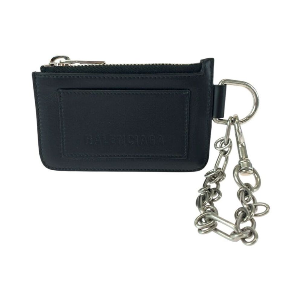 Balenciaga Leather Logo Black Coin Case